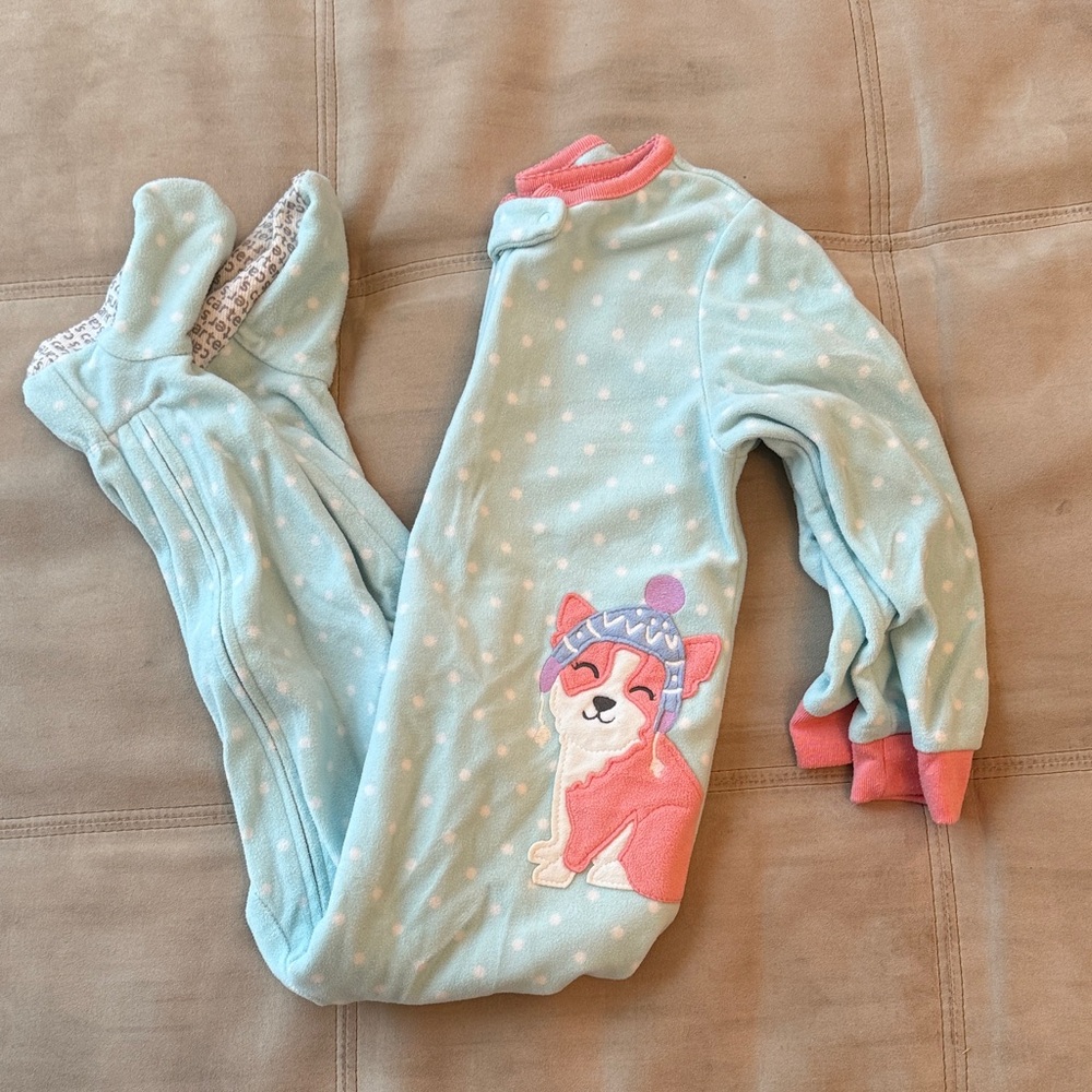 Girls One Piece footie Pajama with Fox Design Carters 3T - Picture 3 of 4